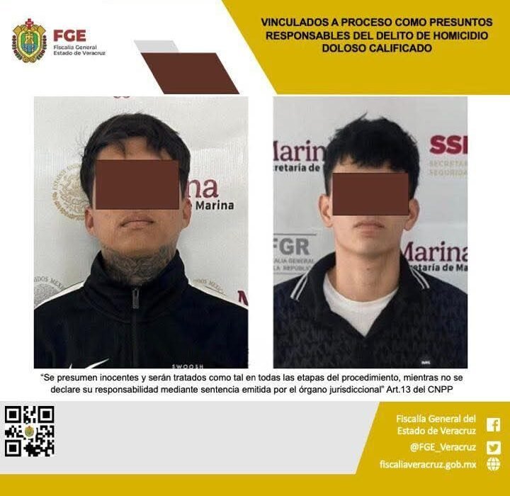 Vinculados a proceso como presuntos responsables del delito de homicidio doloso calificado en Boca del Río