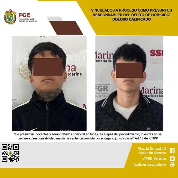 Vinculados a proceso como presuntos responsables del delito de homicidio doloso calificado en Boca del Río