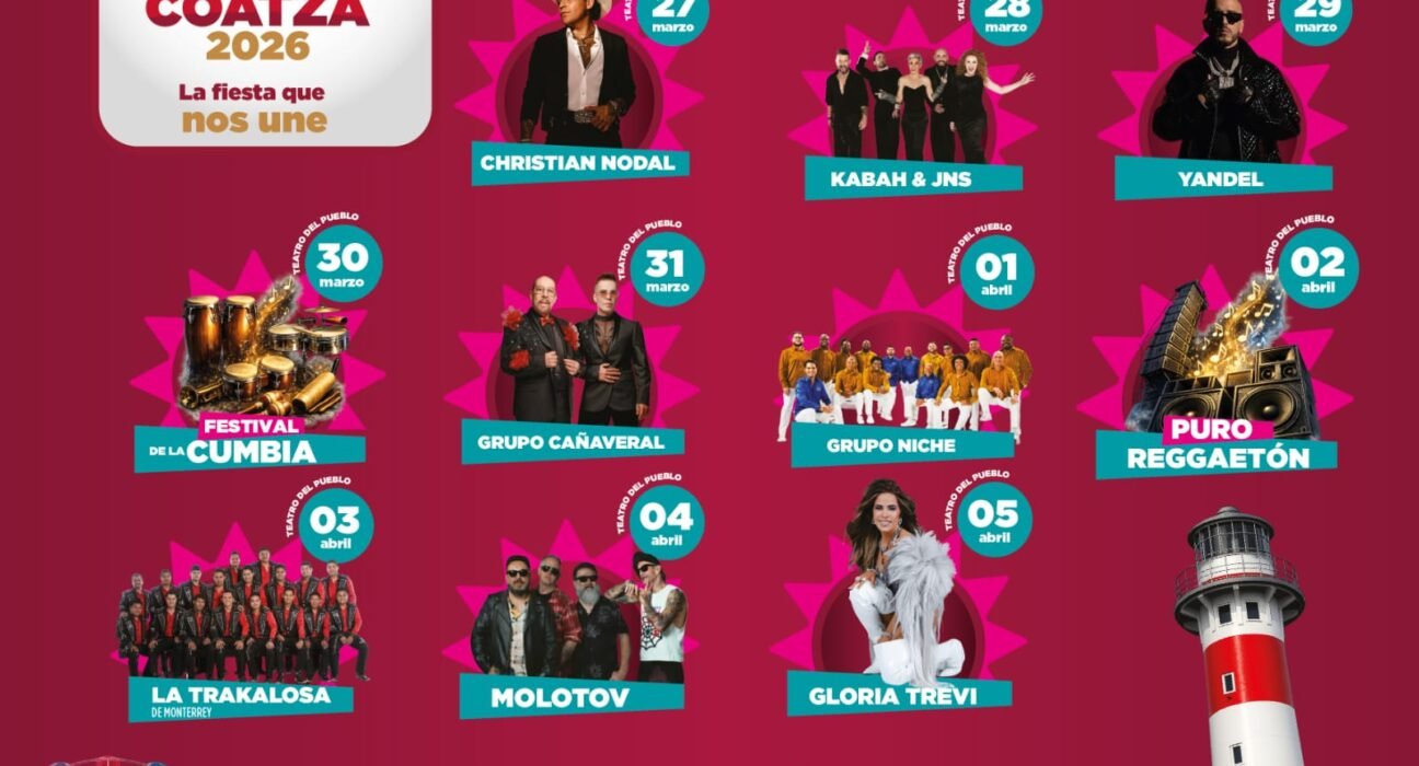 Música y diversión con Nodal, Yandel, Gloria Trevi y Molotov en la Expo Feria Coatza 2026