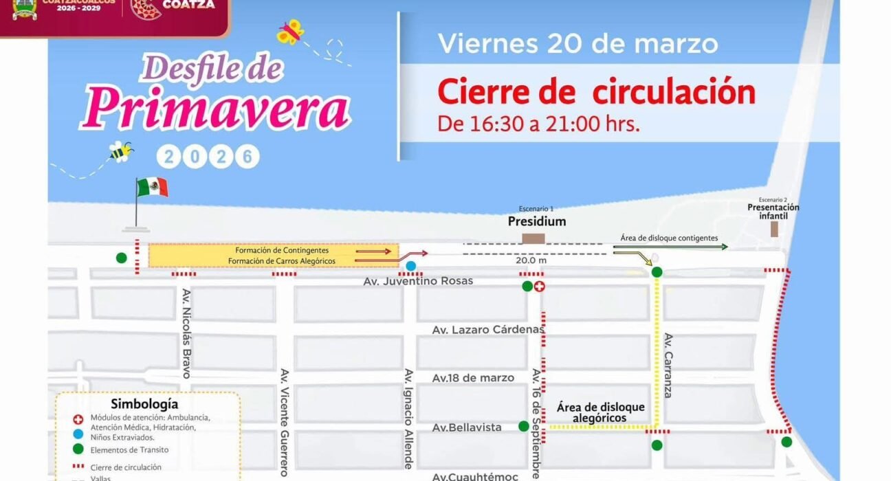 Informa DIF cierre a la circulación por malecón costero debido al Desfile Infantil de la Primavera 2026