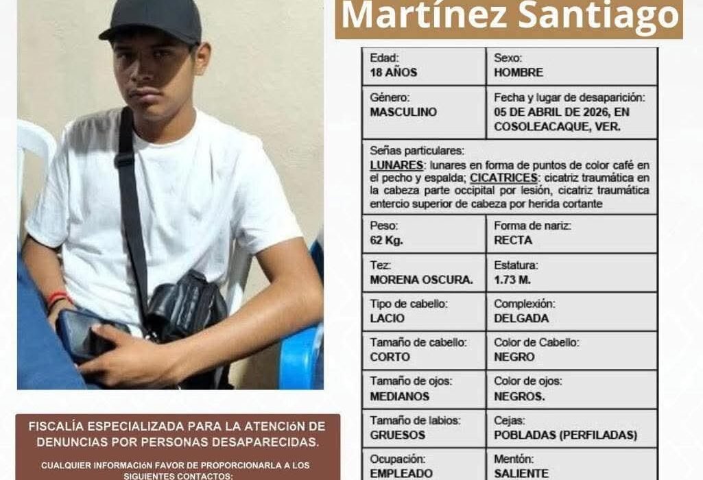 DIF Coatzacoalcos pide ayuda para localizar a Erik Javier, joven de 18 años desaparecido en Cosoleacaque