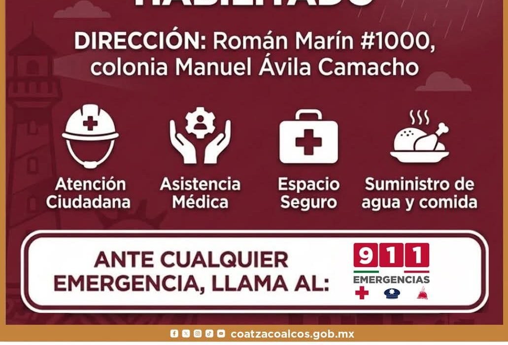 Habilitamos albergue temporal ante fuertes lluvias en Coatzacoalcos 
