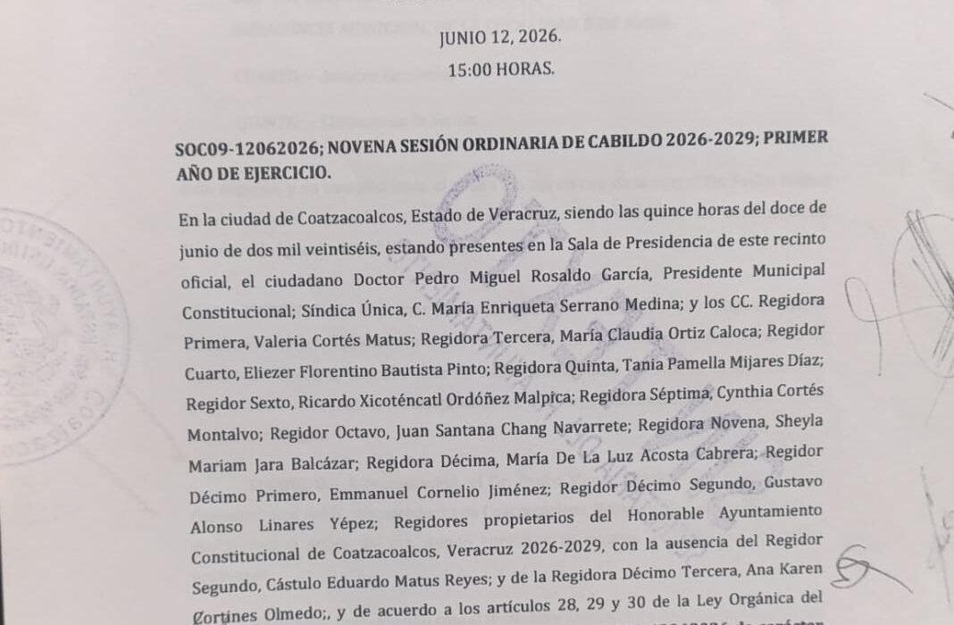 Coatzacoalcos realizará jornada extraordinaria para elección de la Subagencia Municipal de la localidad 5 de Mayo