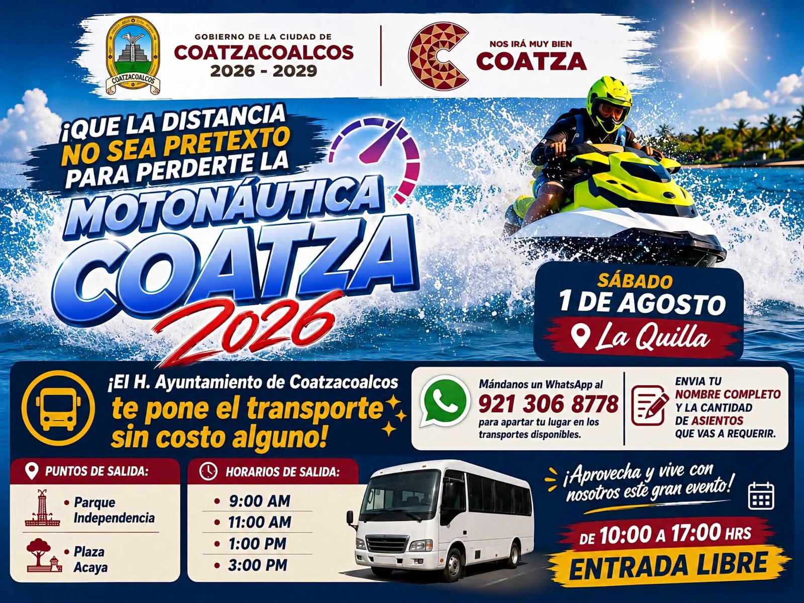 Gran evento queremos que todos vivan la Motonáutica Coatza 2026. Gran evento queremos que todos vivan la Motonáutica Coatza 2026.