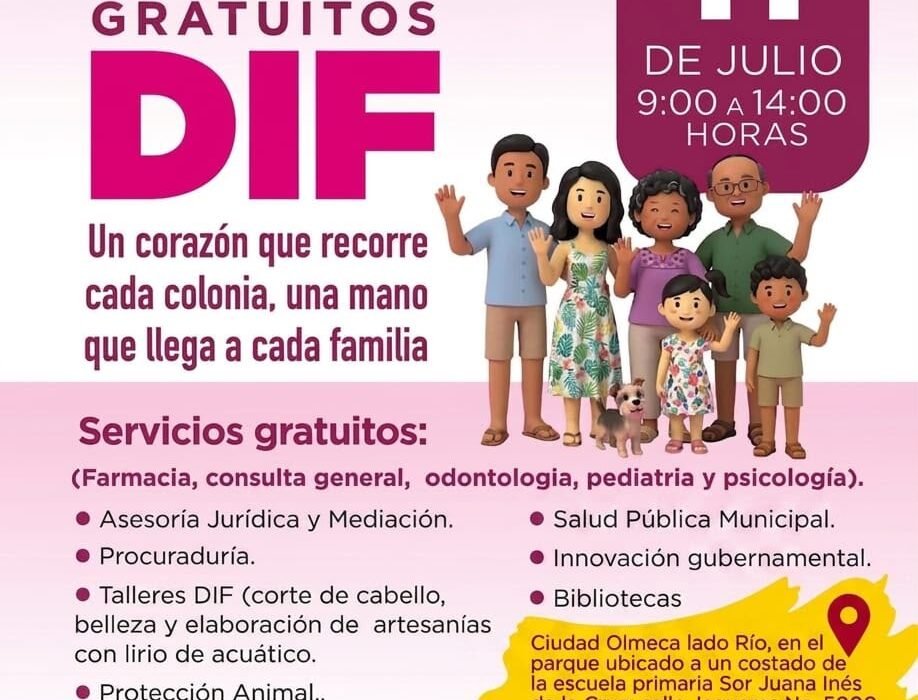 Invitan Gobierno de Coatzacoalcos y DIF Municipal a Brigada de Servicios Gratuitos en la colonia Olmeca
