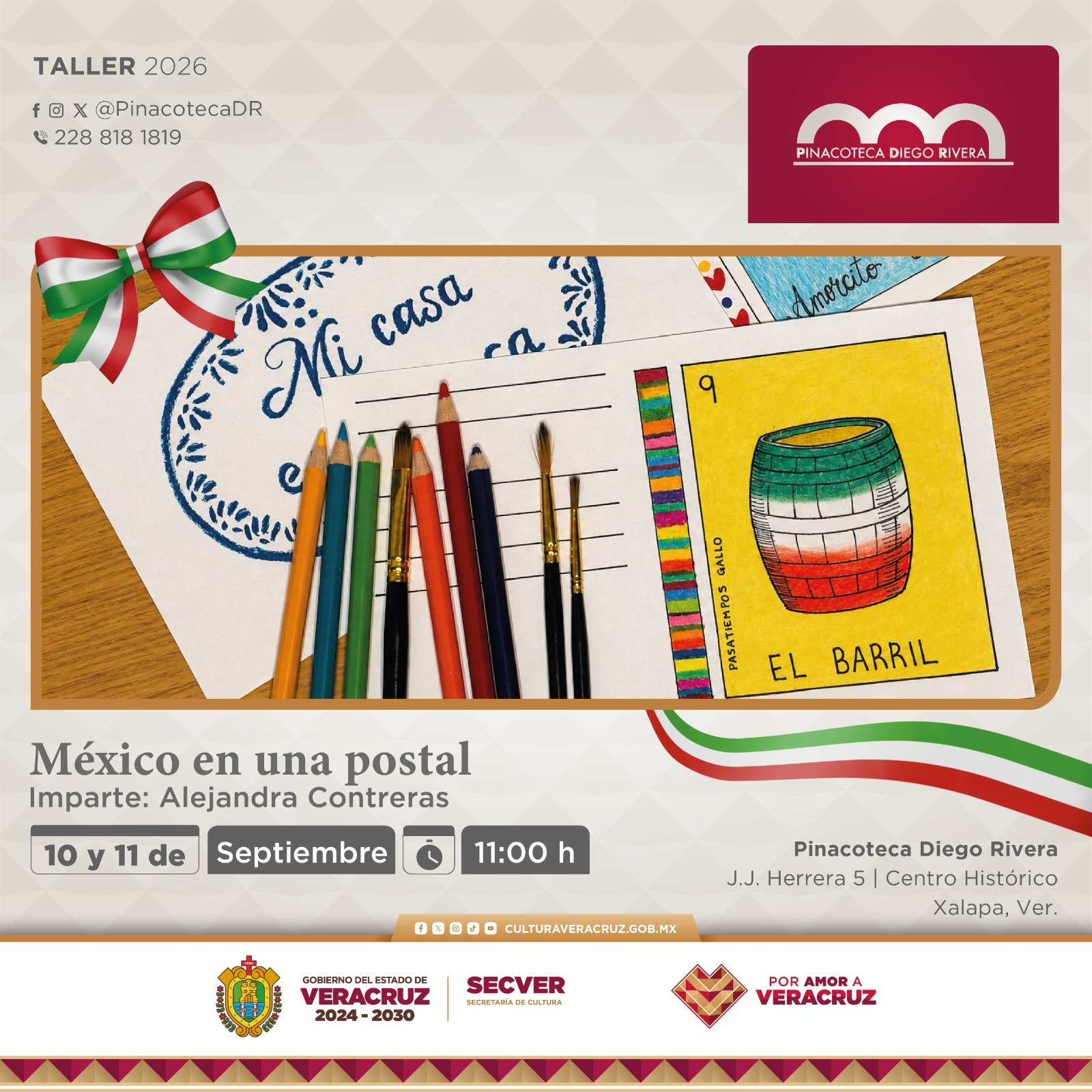 Taller de postales ilustradas en la Pinacoteca Diego Rivera